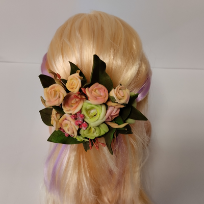 Заколка дитяча мальвінка "Троянда Салют" handmade (знижка)