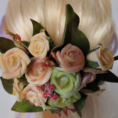 Заколка дитяча мальвінка "Троянда Салют" handmade (знижка)