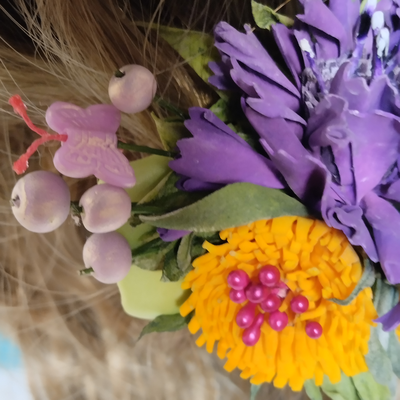 Заколка мальвинка - Волошки