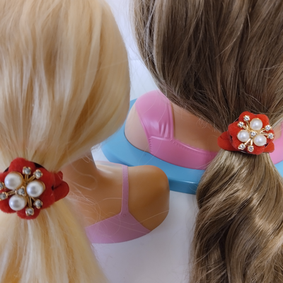 Заколка дитяча гумка з перлинами handmade (ціна за 1 од.)