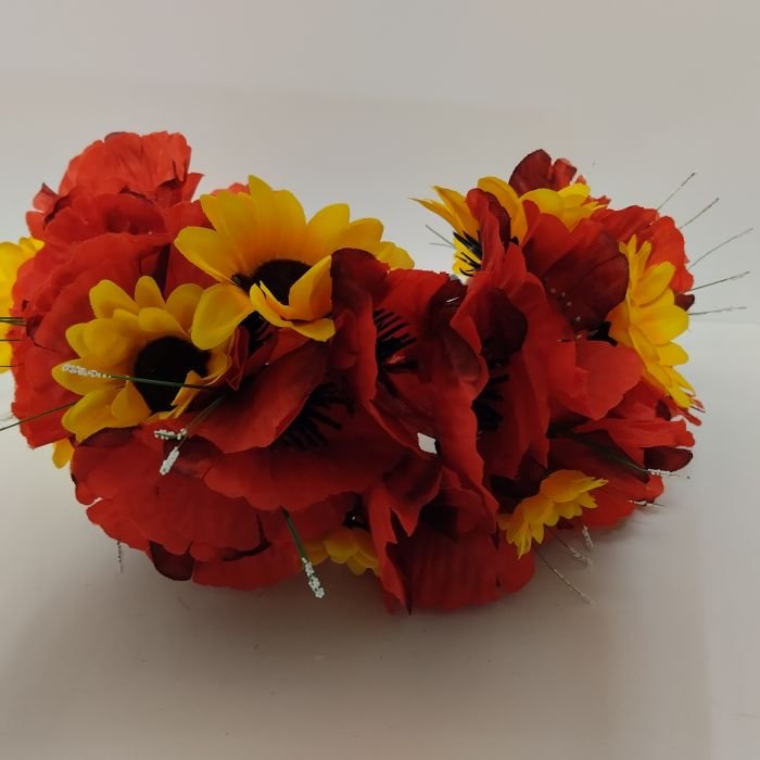 Вінок об'ємний - Маки з соняшником